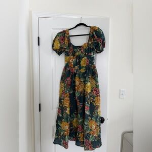 Lulu's Green Floral Long Sleeve Dress